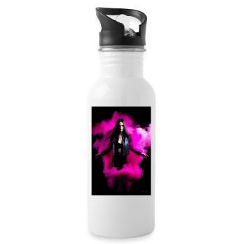 Magenta Beauty 1 - Water bottle with straw - white - Right