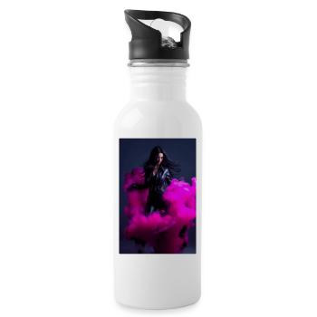 Magenta Beauty 2 - Water bottle with straw - white - Right