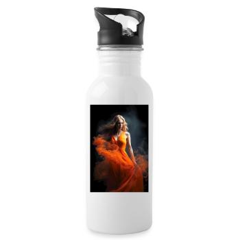 Orange Beauty 3 - Water bottle with straw - white - Right