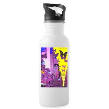 Sidback Unltd. - Métropole des papillons - Gourde avec paille intégrée - blanc - Droite