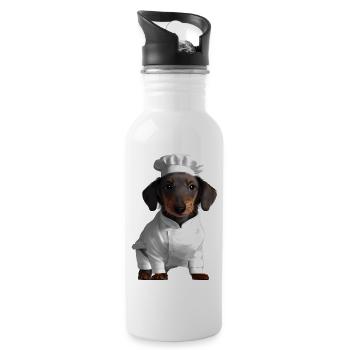 Chiens, Chiot teckel, Teckel, Chien, cuisine, restaurateur - Gourde avec paille intégrée - blanc - Droite