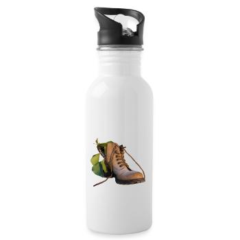 Schuh mit Grünpflanze - Trinkflasche mit integriertem Trinkhalm - Weiß - Rechts