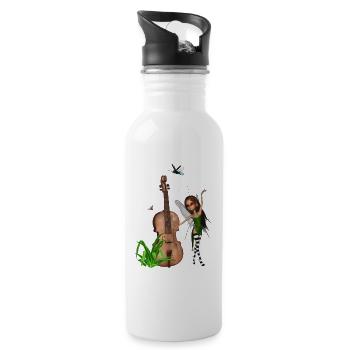 Das Wunder der Geige - Trinkflasche mit integriertem Trinkhalm - Weiß - Rechts