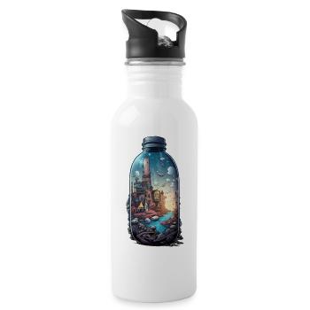 Sunken City Tattoo Drawing - Water bottle with straw - white - Right
