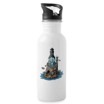 Sunken City Tattoo Drawing - Water bottle with straw - white - Right