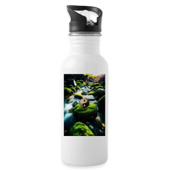 Yin Yang 6 - Trinkflasche mit integriertem Trinkhalm - Weiß - Rechts