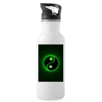 Yin Yang grün 2 - Trinkflasche mit integriertem Trinkhalm - Weiß - Rechts