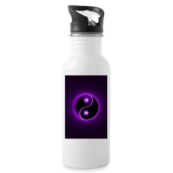 Yin Yang lila 2 - Trinkflasche mit integriertem Trinkhalm - Weiß - Rechts