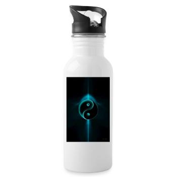 Yin Yang cyan 1 - Trinkflasche mit integriertem Trinkhalm - Weiß - Rechts