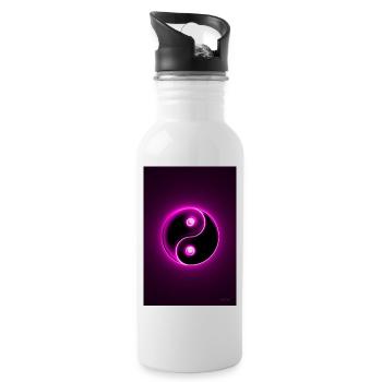 Yin Yang magenta 2 - Trinkflasche mit integriertem Trinkhalm - Weiß - Rechts