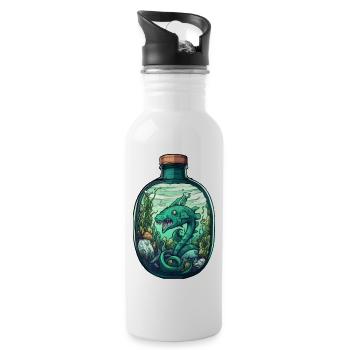 Ozean Flasche Zeichnung - Trinkflasche mit integriertem Trinkhalm - Weiß - Rechts