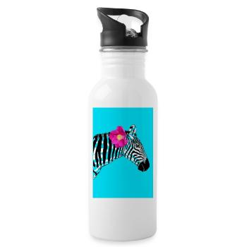 Zèbre avec Flower Hipster Summer Design - Gourde avec paille intégrée - blanc - Droite