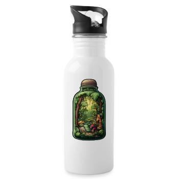 Dschungel Flasche Zeichnung - Trinkflasche mit integriertem Trinkhalm - Weiß - Rechts