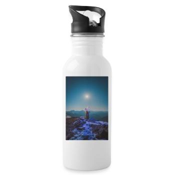 Christmas lights on Agrafa Mountain Range - Water bottle with straw - white - Right