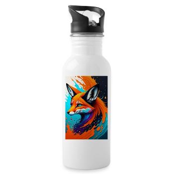 Art coloré Potrait Fox 1 - Gourde avec paille intégrée - blanc - Droite