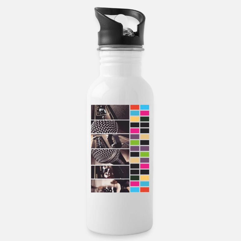 Farbpalette - Trinkflasche mit integriertem Trinkhalm - Weiß