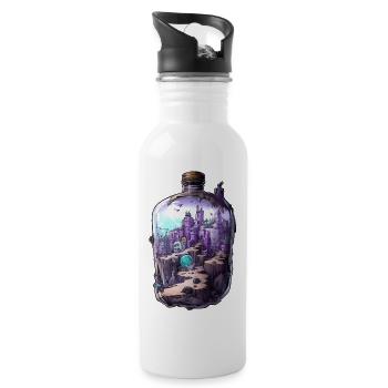Sunken City Bottle Drawing - Water bottle with straw - white - Right