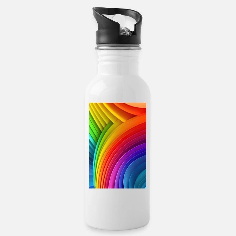 Rainbow Reverie: Impression colorée LGTBQ + Pattern Art - Gourde avec paille intégrée - blanc