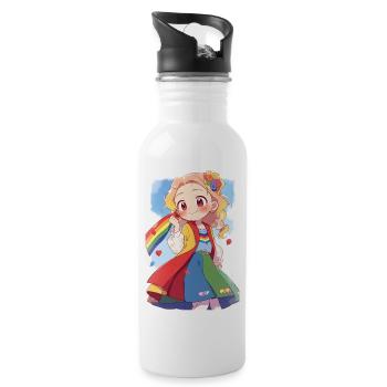 Vielfältige Pride-Feier: Süßes Anime-Mädchen - Trinkflasche mit integriertem Trinkhalm - Weiß - Rechts