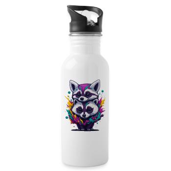 Racoon 3 - Trinkflasche mit integriertem Trinkhalm - Weiß - Rechts