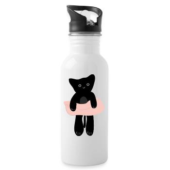 Babykatze in der menschlichen Handfläche5 - Trinkflasche mit integriertem Trinkhalm - Weiß - Rechts