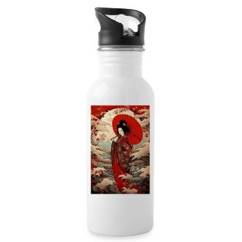 Japanese Geisha Gift - Water bottle with straw - white - Right