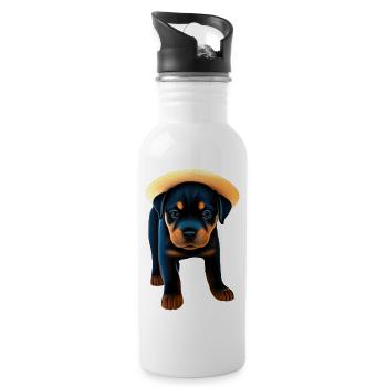 Rottweiler Rottweiler Puppy Dog Puppy Dogs - Gourde avec paille intégrée - blanc - Droite
