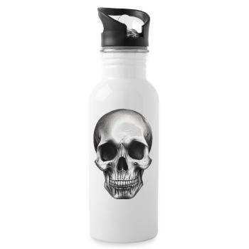 Totenkopf - Trinkflasche mit integriertem Trinkhalm - Weiß - Rechts