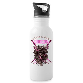 Samurai-Drache - Trinkflasche mit integriertem Trinkhalm - Weiß - Rechts