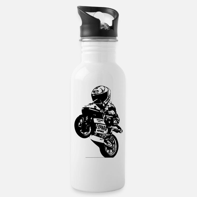 Moto GP - Water bottle with straw - white