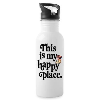 this is my happy place typography. - Water bottle with straw - white - Right