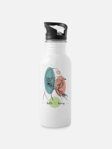 Hallo Schatz minimalistische Kunst - Trinkflasche mit integriertem Trinkhalm - Weiß