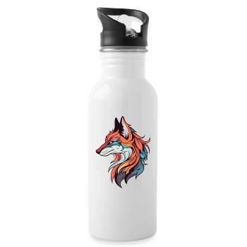 Fox Neo Traditional Tattoo Drawing - Water bottle with straw - white - Right