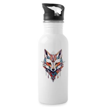 Fox Neo Traditional Tattoo Drawing - Water bottle with straw - white - Right