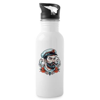 Captain Neo Traditional Tattoo Drawing - Water bottle with straw - white - Right