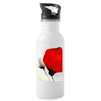 Mohnblume - Trinkflasche mit integriertem Trinkhalm - Weiß - Rechts