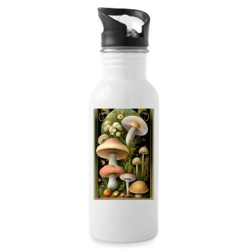Pilze - Trinkflasche mit integriertem Trinkhalm - Weiß - Rechts