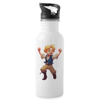 Happy Boy is proud - Water bottle with straw - white - Right
