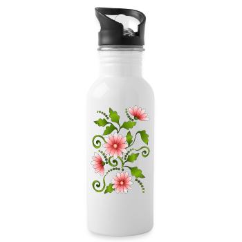 Fleur - Gourde avec paille intégrée - blanc - Droite
