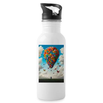 Ballooning - Water bottle with straw - white - Right
