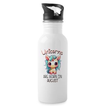 Unicorns are born in August - Water bottle with straw - white - Right
