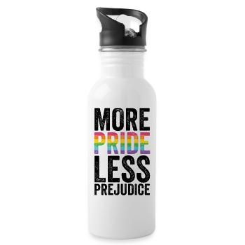 Pride Month LGBT - More Pride, Less Prejudice - Water bottle with straw - white - Right