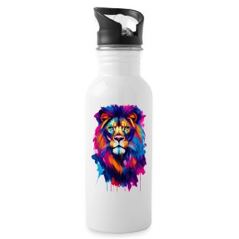 Lion #1 - Gourde avec paille intégrée - blanc - Droite