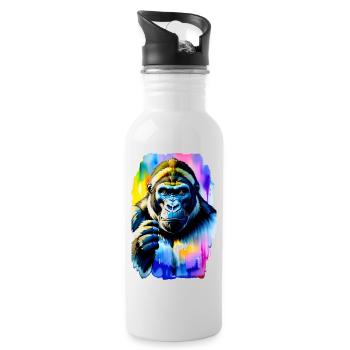Gorilla #1 - Trinkflasche mit integriertem Trinkhalm - Weiß - Rechts