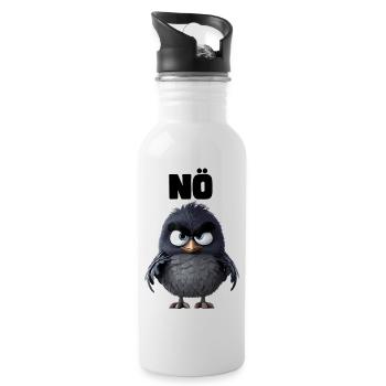 Rabe "NÖ" Design - Trinkflasche mit integriertem Trinkhalm - Weiß - Rechts