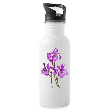 Flowers - Water bottle with straw - white - Right