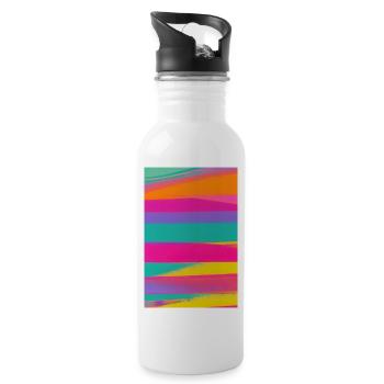 Retro Pattern Colorful - Water bottle with straw - white - Right