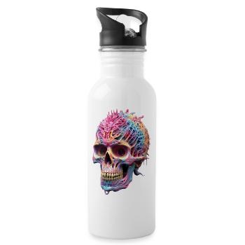 Trippy Skull Skull 3D Punk Pop coloré - Gourde avec paille intégrée - blanc - Droite
