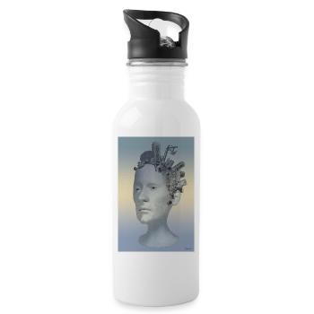Technological urban bonding head - Water bottle with straw - white - Right