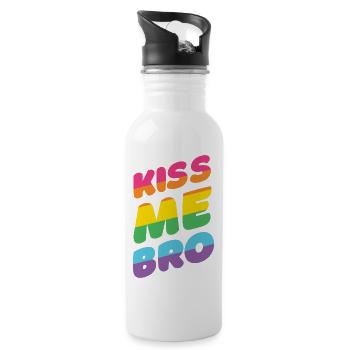Mois de la fierté LGBTQ - Kiss Me Bro - Gourde avec paille intégrée - blanc - Droite